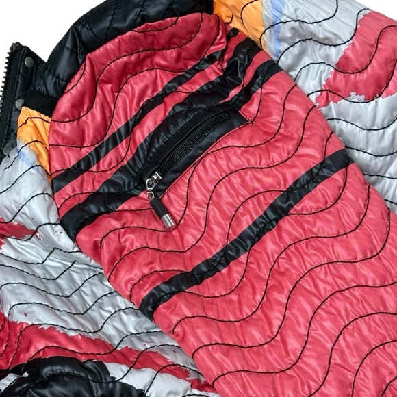 Jamie Sadock Multicolour Neon Retro Mod Zipper Front Quilted Jacket Small - Picture 8 of 13